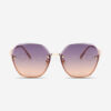 Ochelari-de-soare-Ieftini-Oversized-Casual-cu-lentila-Purpuriu deschis-si-rama-din-Metal-cod-OVD538