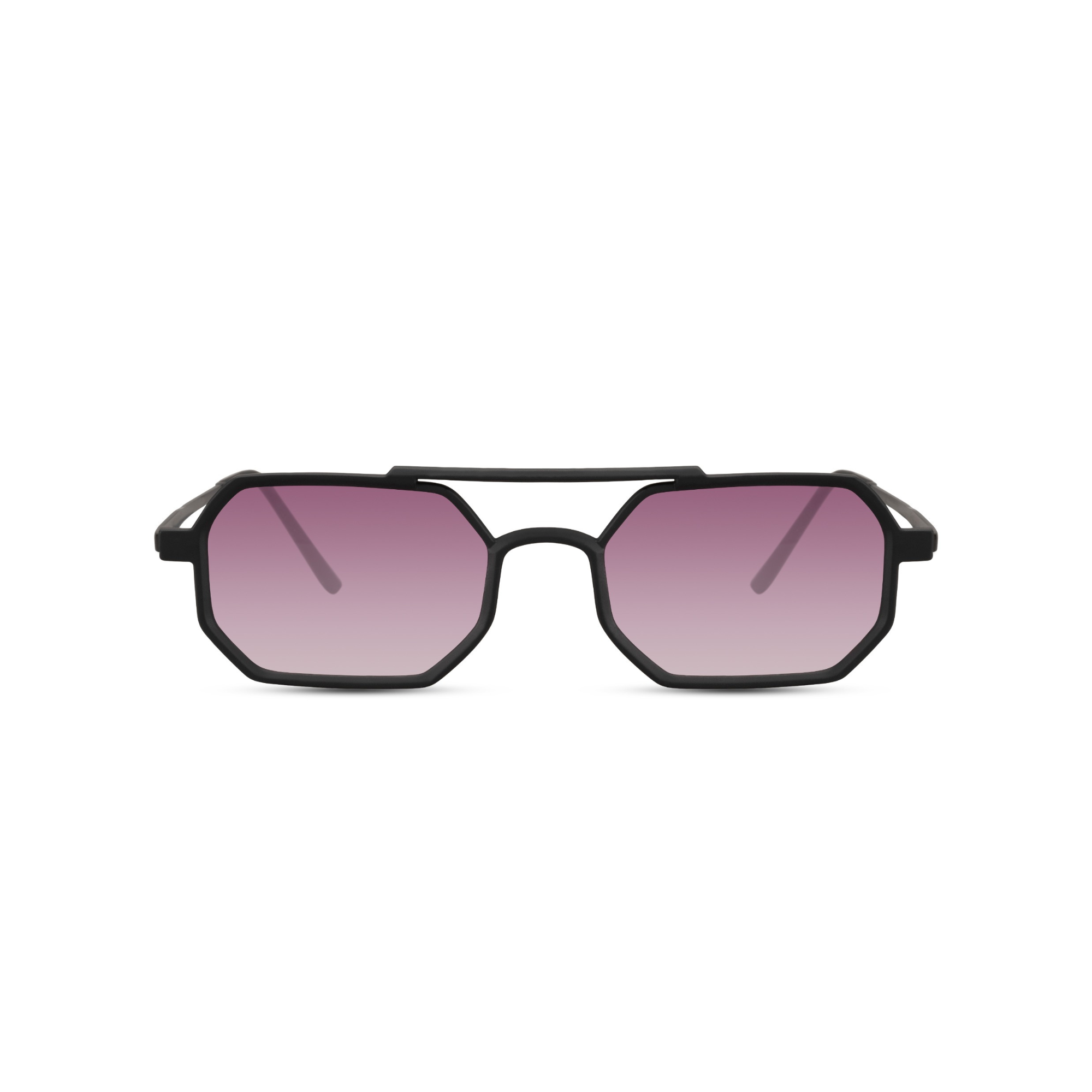 Ochelari de soare geometrici negri cu lentile mov - stil modern & look edgy