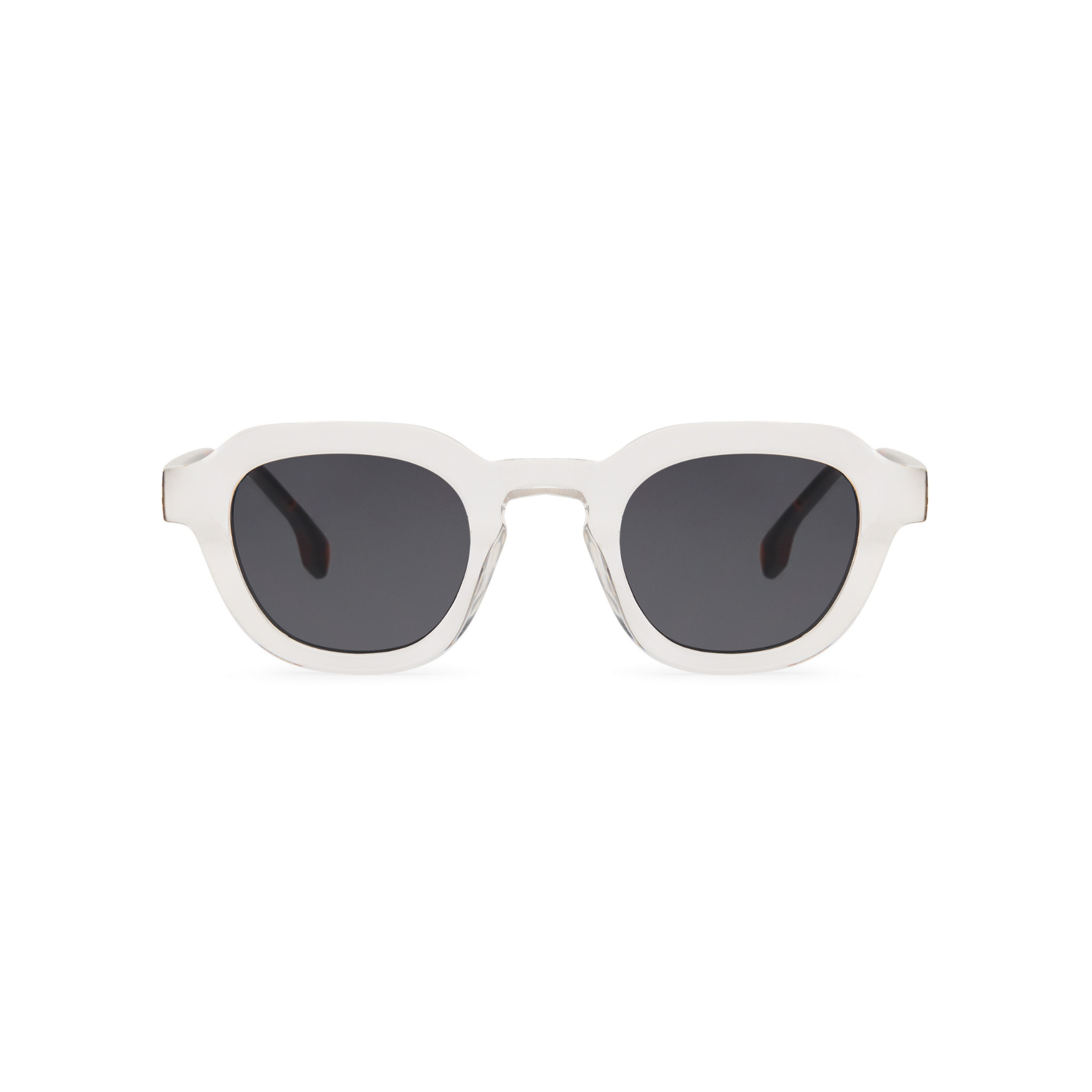 Ochelari de soare transparenti - rama alba & lentile negre, model modern