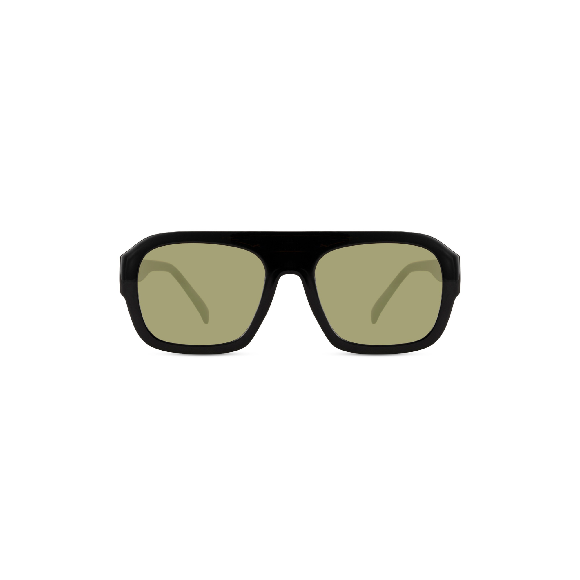 Ochelari de soare sport retro - rama neagra & lentile galben-verzui